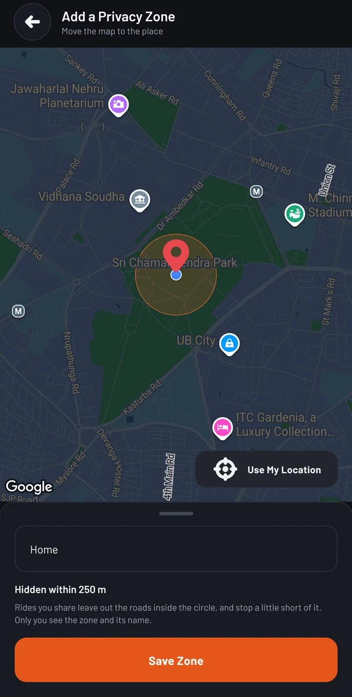Adding a privacy zone