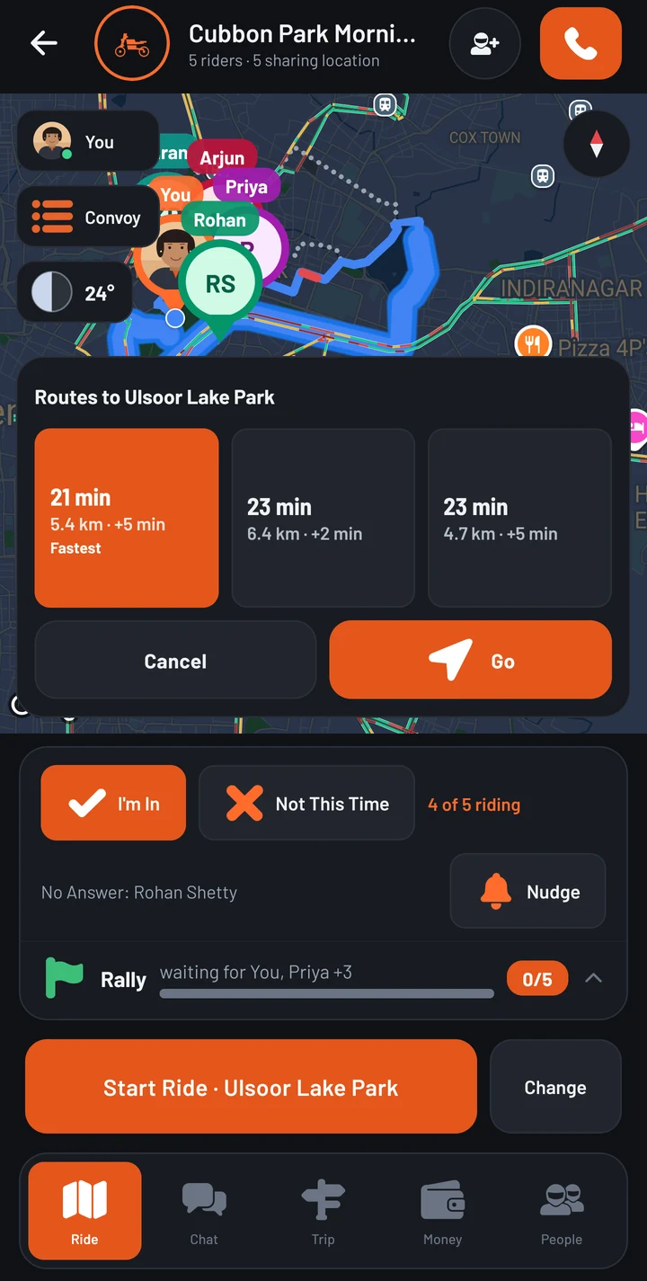 Routes to the next stop: three ways there